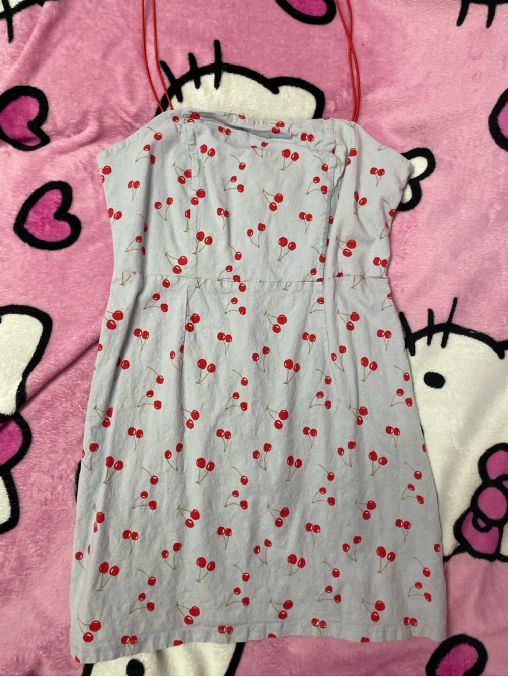 blue and red Cherry mini dress